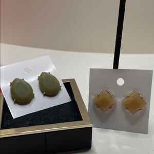 Repurposed Olive and Peach Earrings Set